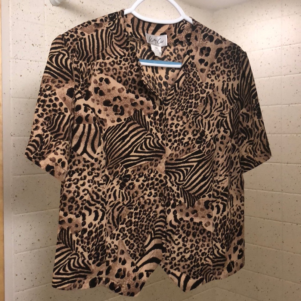 Animal print button down shirt